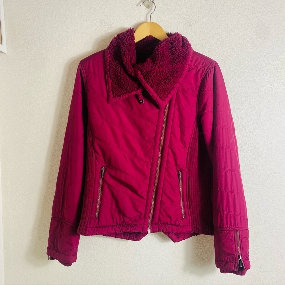 Prana Sherpa Lined Diva Front Zip Maroon Jacket Size: M